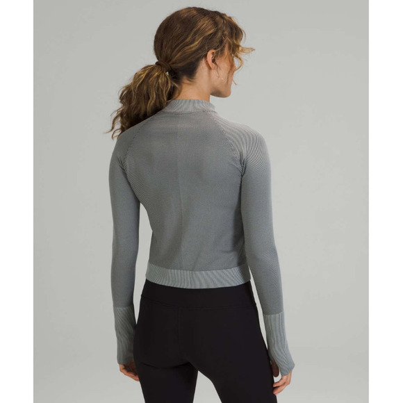 RARE Lululemon Cropped 1/2 Zip Long Sleeve Grey 6 NWOT - Picture 3 of 11